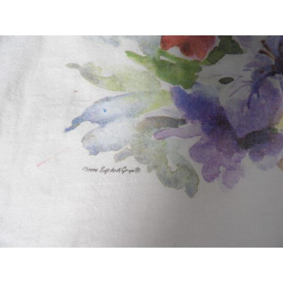 Vtg Soft As A Grape Cropped Tee Large Floral Bouquet Cheverie Short Sleeve 1994 - Picture 14 of 14